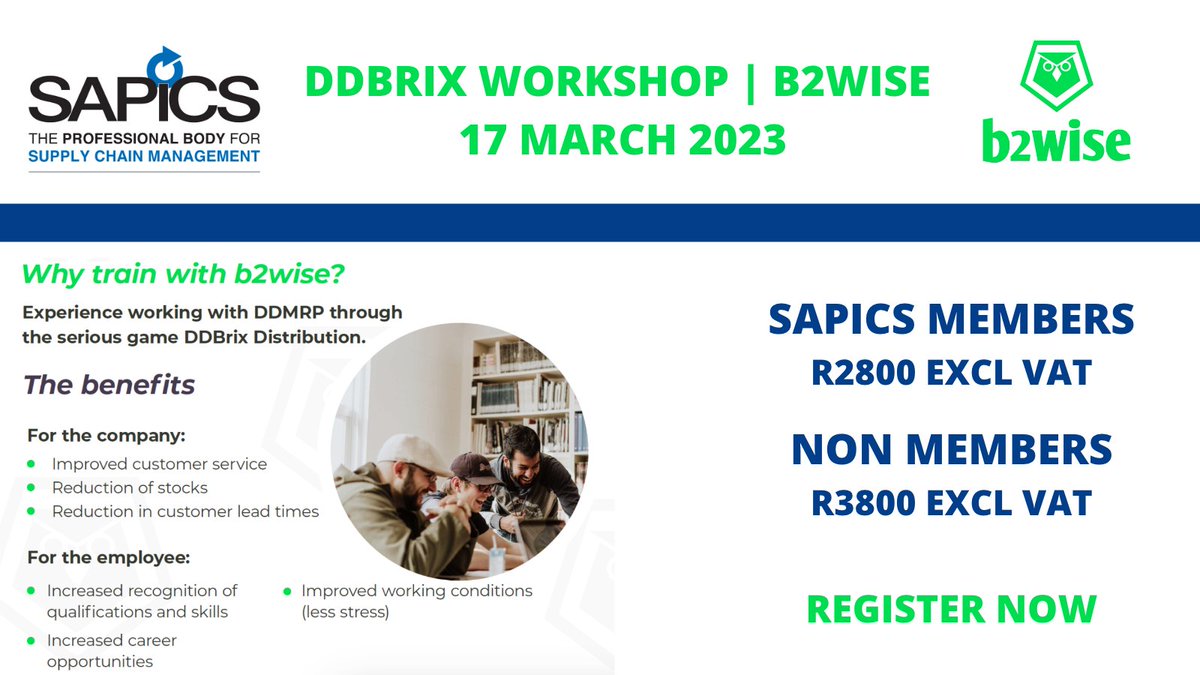 DDBrix Online Workshop hosted by SAPICS and Facilitated by b2wise on 17th March 2023 from 11:00 to 17:30

Experience working with Demand Driven Material Requirements Planning through the serious game DDBrix Distribution.

Register Now: lnkd.in/drUBrjiE