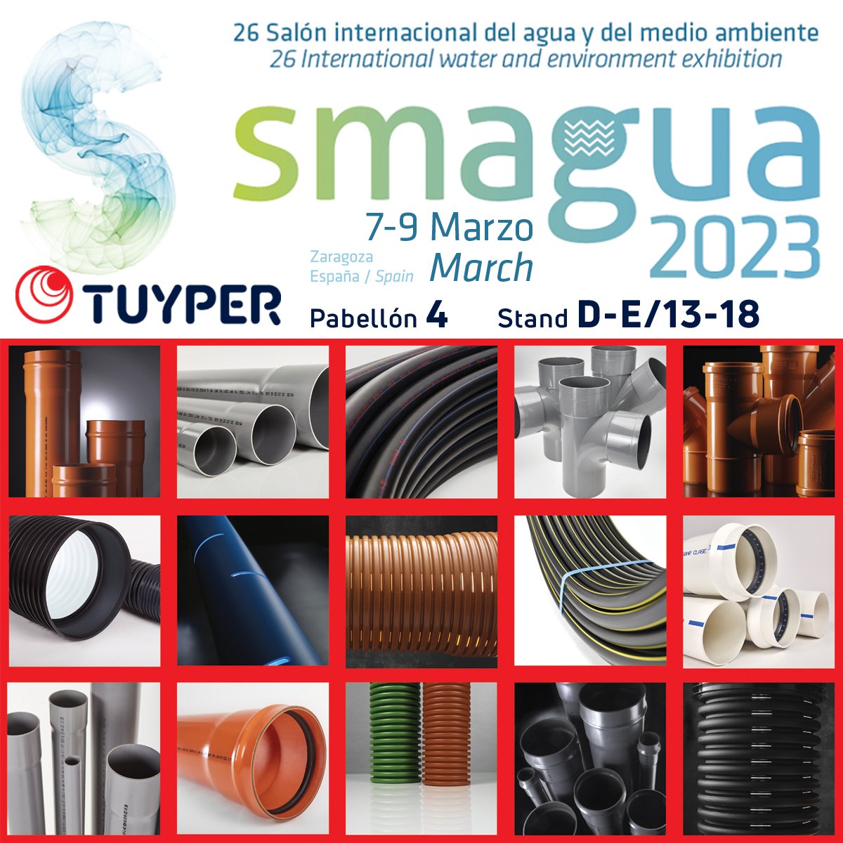 tuyper's tweet photo. Preparados, listos…🚀 ¡Dentro de dos semanas nos vemos en SMAGUA!
Tuyper ya tiene todo preparado para su participación en el 26 Salón Internacional del Agua y del Medio Ambiente, SMAGUA 2023. Os esperamos del 7-9 marzo en el pabellón 4, stand D-E/13-18. https://t.co/gimr5608cS