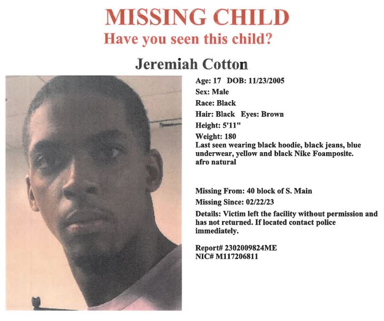 Have you seen Jeremiah Cotton?
Report #2302009824ME
