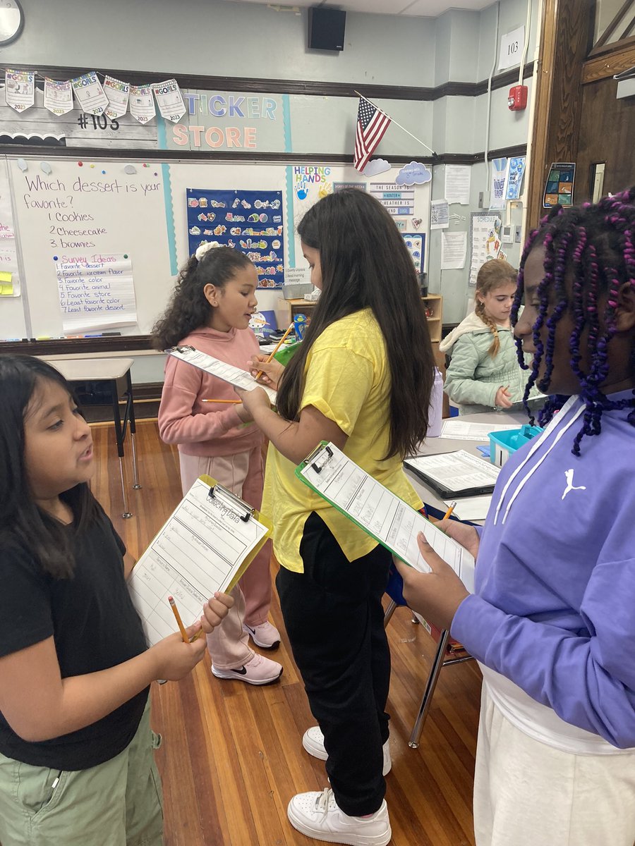 WeeLearnW_MrsA's tweet image. Today the students in room 103 transformed into data collectors! They chose a survey to ask classmates and will be creating different types of graphs and then analyzing the data! #weelovemath #datacollectors