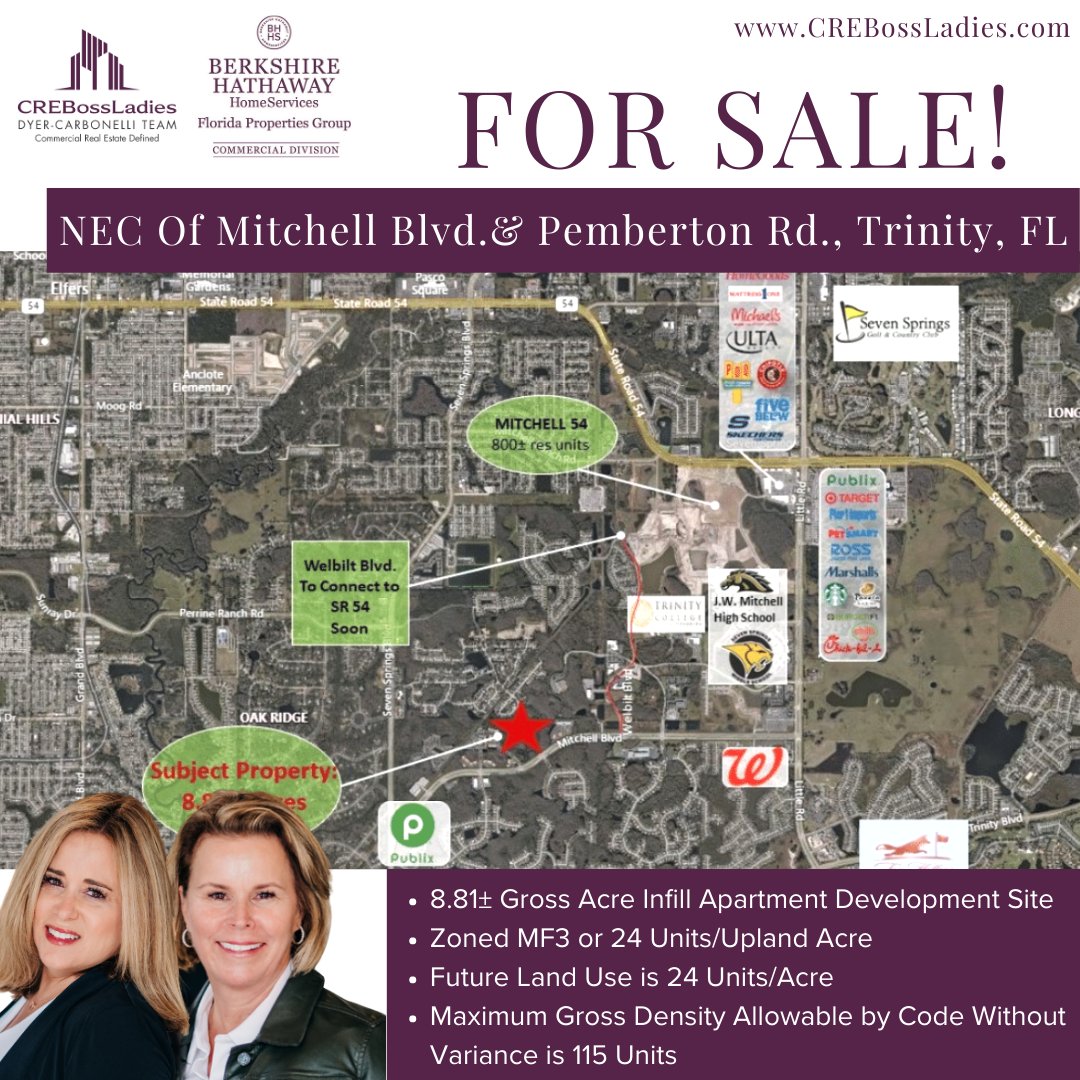 crebossladies's tweet image. FOR LEASE!
📍NEC Of Mitchell Blvd.&amp;amp; Pemberton Rd., Trinity, FL

Reach out today and find out more!
#forlease #trinityfl #mitchellblvd #pembertonrd #developmentsite #trinityflorida