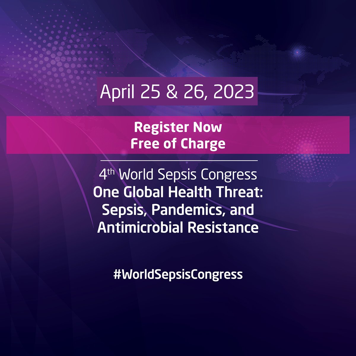 WorldSepsisDay's tweet photo. 🚨 Registrations for the 4th #WorldSepsisCongress are now open:

📅 April 25 &amp; 26
🗣️ Over 85 speakers
🌎 Streamed worldwide
🤑 Free of charge
🧠 Talks on all aspects of #sepsis - AMR, #pandemics, AI, ML, much more

Program, speakers, free registration
👉 https://t.co/lqPWsrkkGO https://t.co/DkK3UhINKy
