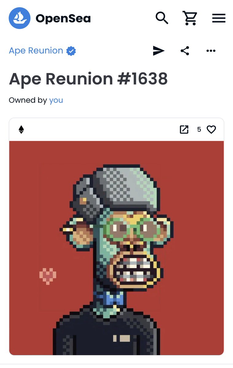 Huge Massive Ginormous shoutout to <a href="/Don_Dave_/">DonDave</a> for sending me this dope asf Ape 🔥 
I’ve always believed ‘What goes around, comes around’ and this confirms that you get what you give! Appreciate it mate and look forward to battling in <a href="/BrawlerBearz/">Brawler Bearz</a> and gaming in <a href="/ApeReunion/">Ape Reunion</a> 🐻🫶🐒