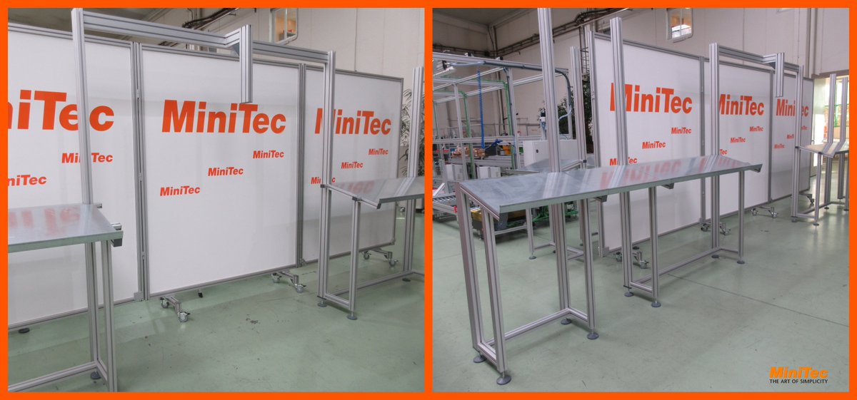 minitecesp's tweet photo. Puestos de trabajo con 4 bandejas de chapa para cajas de plásticos, 1 pórtico de perfil de aluminio con soporte de monitor y todo realizado con perfiles de aluminio y accesorios MiniTec.
#mesasdetrabajo #workstation #cad #profilsystem #minitec #perfilesdealuminio #modular https://t.co/xUtpPmqxJb