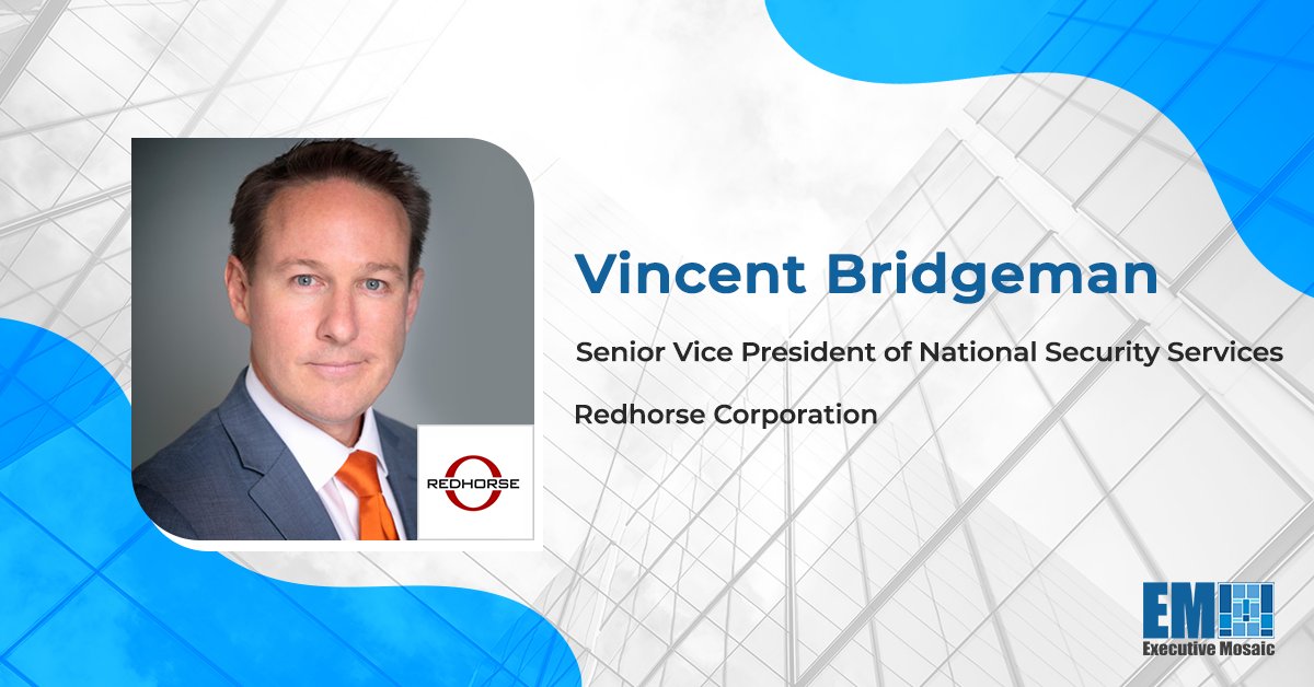 GovCon_Wire (@govconwire) on Twitter photo Vincent Bridgeman, a nearly 10-year veteran of <a href="/RedhorseCorp/">Redhorse Corp</a>, has been promoted to senior vice president of national security services at the Arlington, Virginia-based government information technology services contractor.
Learn More: govconwire.com/2023/02/vincen…
#Executive #Redhorse Vincent Bridgeman, a nearly 10-year veteran of <a href="/RedhorseCorp/">Redhorse Corp</a>, has been promoted to senior vice president of national security services at the Arlington, Virginia-based government information technology services contractor.
Learn More: govconwire.com/2023/02/vincen…
#Executive #Redhorse
