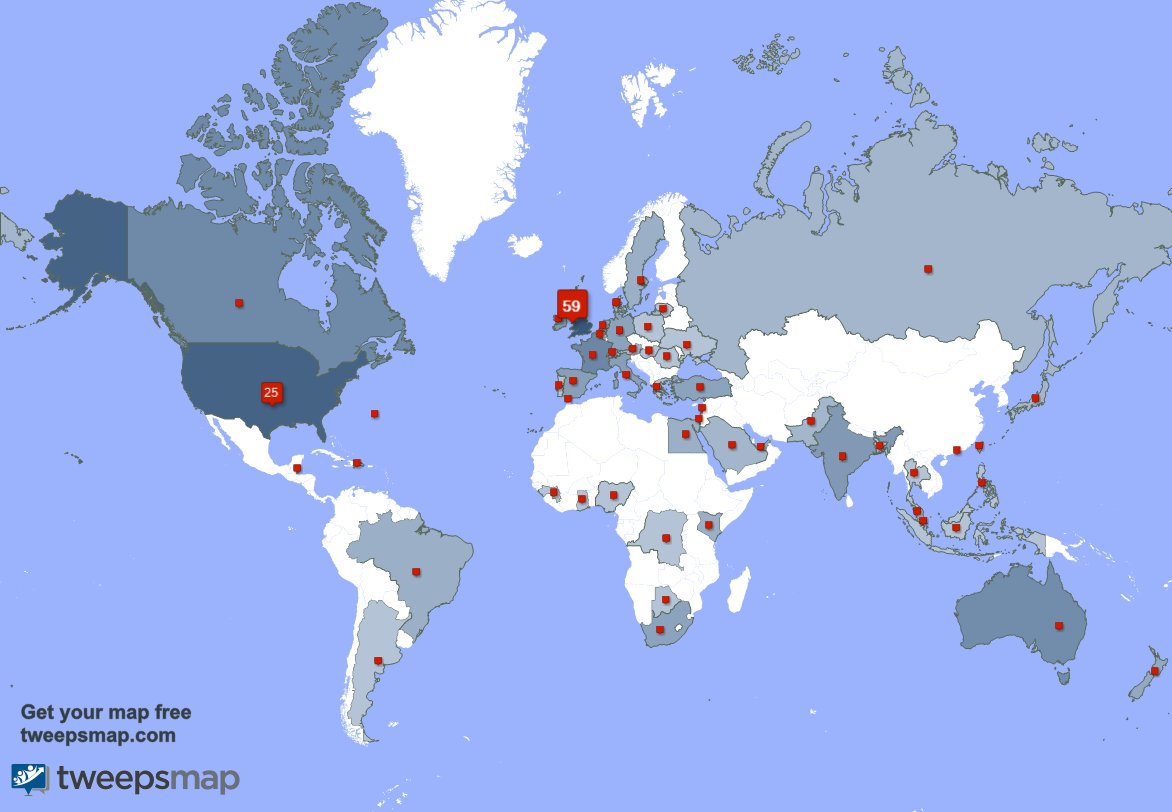 I have 2 new followers from UK. 🇬🇧 last week. See tweepsmap.com/!stephen2421