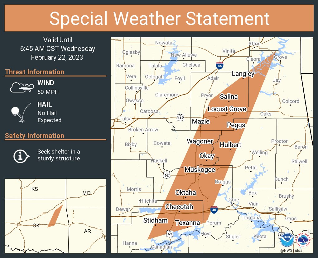 NWS Tulsa on Twitter "A special weather statement has been issued for