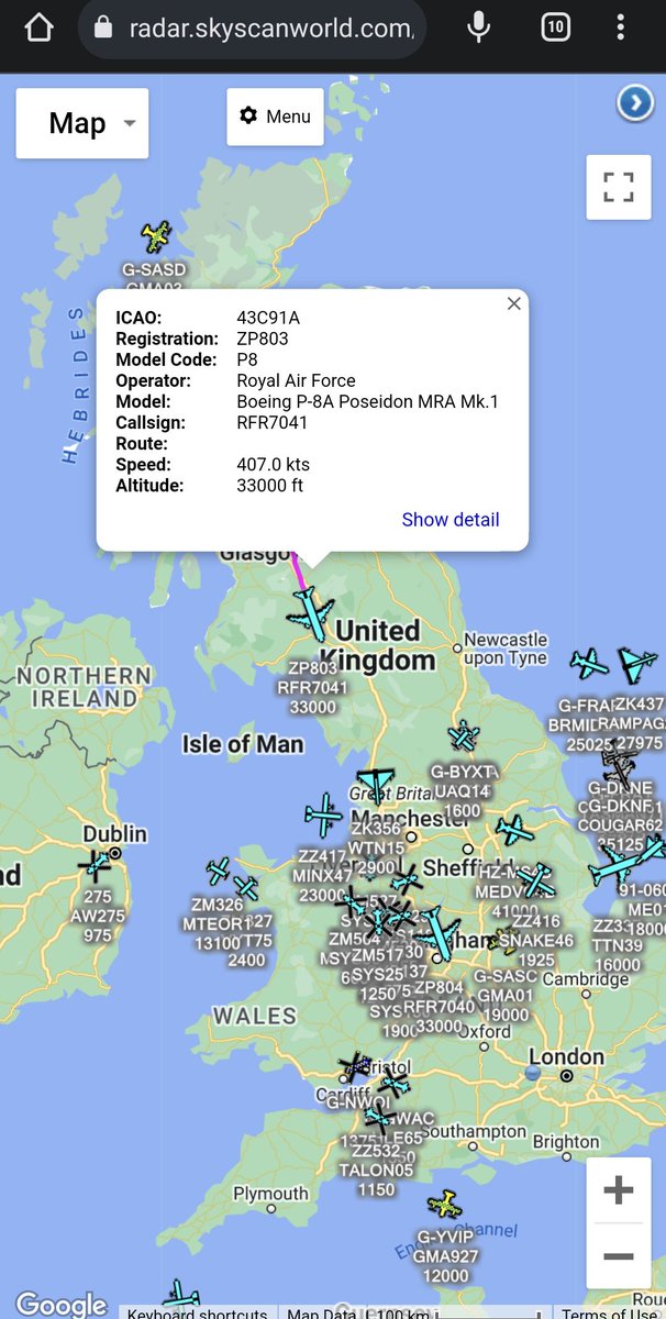 scan_sky's tweet photo. 2 x #RAF ๐ฌ๐ง - Boeing P-8A Poseidon MRAs Deploying Somewhere.
#ZP803 - #RFR7041
#ZP804 - #RFR7040
Departed From RAF Lossiemouth ๐ด๓ ง๓ ข๓ ณ๓ ฃ๓ ด๓ ฟ https://t.co/wWhfKrMUSy
