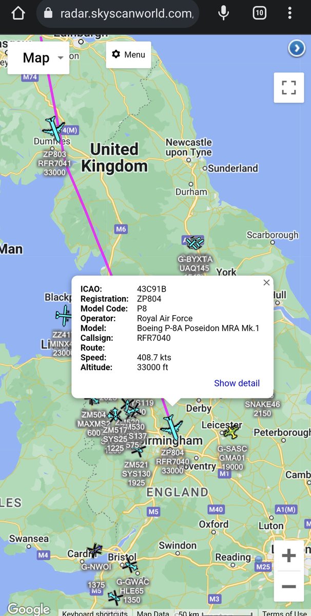 scan_sky's tweet photo. 2 x #RAF ๐ฌ๐ง - Boeing P-8A Poseidon MRAs Deploying Somewhere.
#ZP803 - #RFR7041
#ZP804 - #RFR7040
Departed From RAF Lossiemouth ๐ด๓ ง๓ ข๓ ณ๓ ฃ๓ ด๓ ฟ https://t.co/wWhfKrMUSy