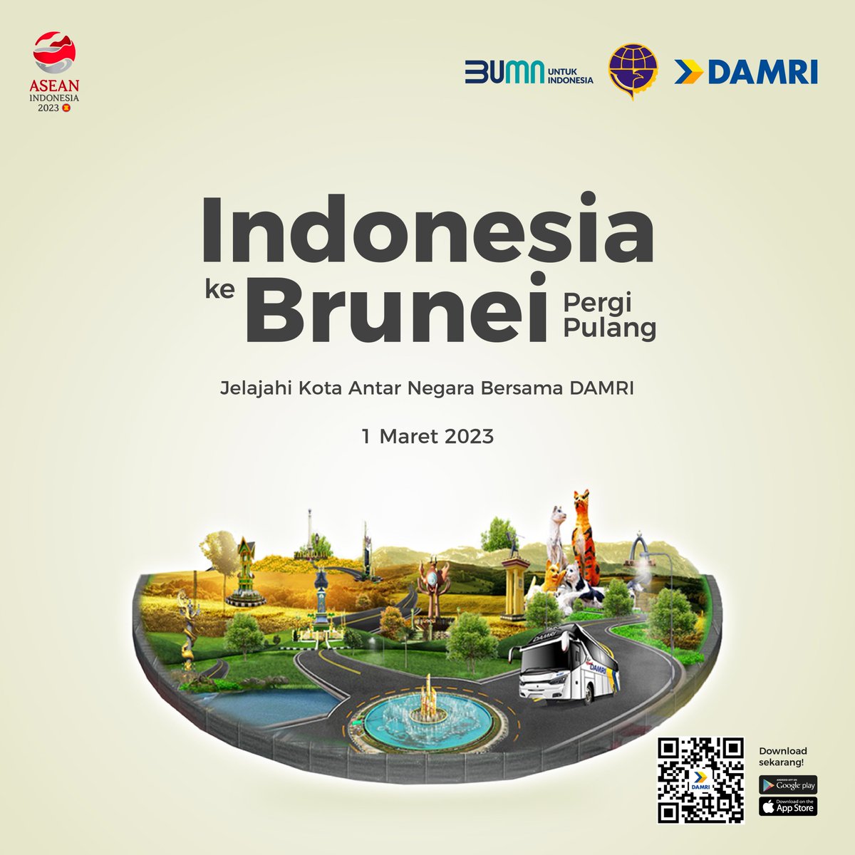 DamriIndonesia's tweet photo. Rute Pontianak 🇮🇩 - Brunei 🇧🇳 Segera Dibuka Kembali!

Setelah lintas batas negara Pontianak - Kuching (Malaysia) dibuka tahun lalu, kini giliran rute Pontianak - Brunei via Sarawak, per 1 Maret 2023!

#LintasBatasNegara #MelanglangBuana #Brunei #Malaysia #Pontianak #DAMRI #ALBN https://t.co/iKKU3cErDP