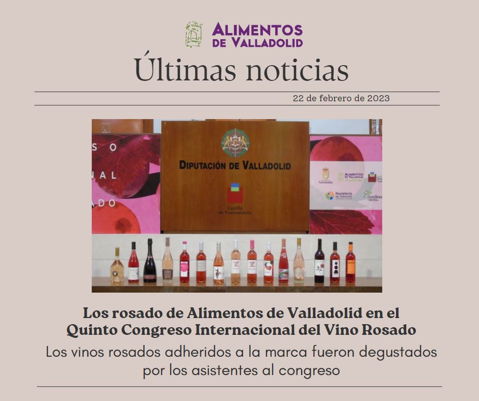 Alimentos de Valladolid (@alimentosvall) on Twitter photo 🆕 Los rosados de Alimentos de Valladolid estuvieron presentes en el V Congreso Internacional del Vino Rosado.
📰 Lee la noticia completa en nuestra web ➡ bit.ly/3YUoxcb
#congresorosado23 #congresovinorosado #AlimentosdeValladolid
<a href="/Dip_Va/">Diputación de Valladolid</a> <a href="/DOCigales/">D.O. Cigales</a> <a href="/RutaVinoCigales/">Ruta del Vino Cigales</a> 🆕 Los rosados de Alimentos de Valladolid estuvieron presentes en el V Congreso Internacional del Vino Rosado.
📰 Lee la noticia completa en nuestra web ➡ bit.ly/3YUoxcb
#congresorosado23 #congresovinorosado #AlimentosdeValladolid
<a href="/Dip_Va/">Diputación de Valladolid</a> <a href="/DOCigales/">D.O. Cigales</a> <a href="/RutaVinoCigales/">Ruta del Vino Cigales</a>