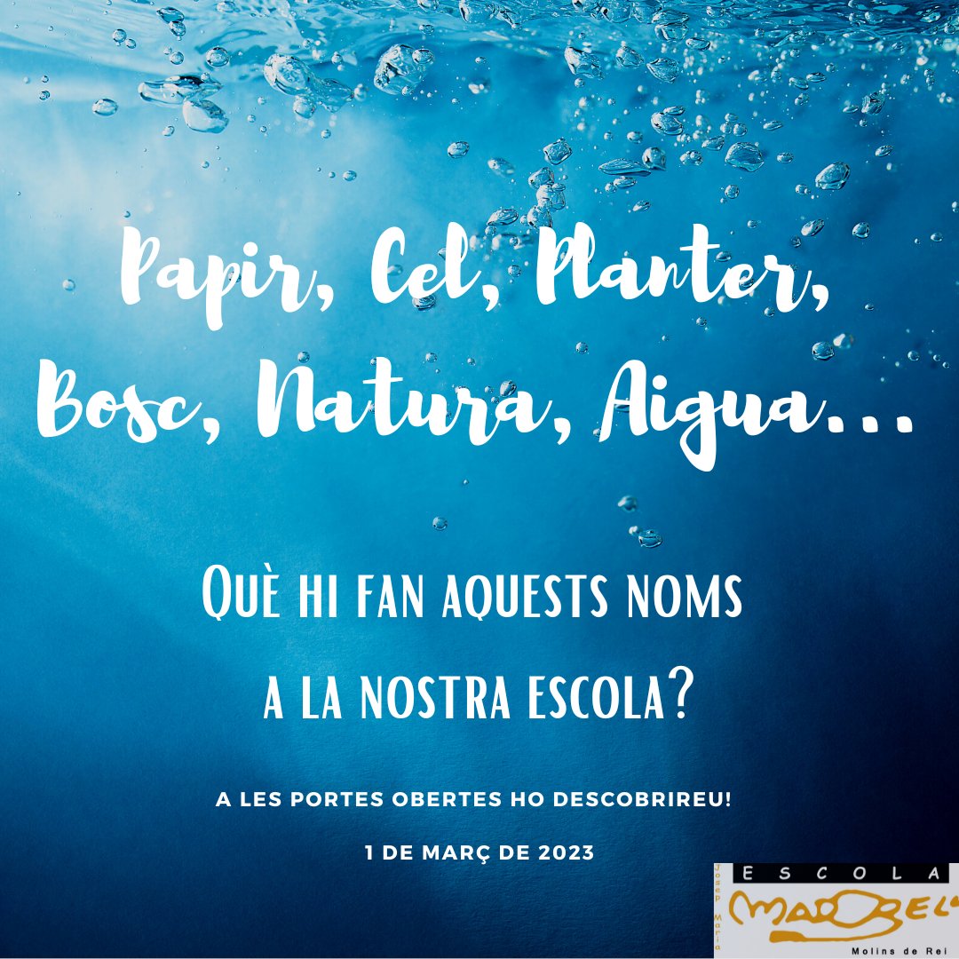 Comença el compte enrere... Portes Obertes 2023. Ens fa molta il·lusió compartir el projecte amb vosaltres agora.xtec.cat/escmadorell/ Us hi esperem
#somMadorell <a href="/aliancesmagnet/">Aliances Magnet</a> #molinsderei #educacio #qualitat #pública #equitat