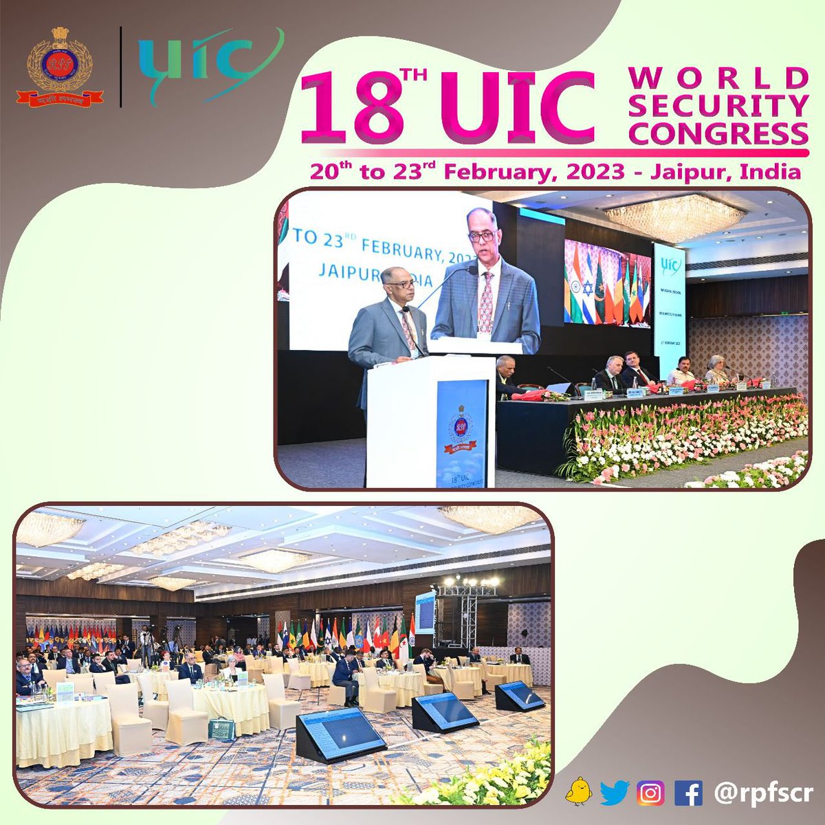 rpfscr (@rpfscr) on Twitter photo Proud to be a part of the #18thWorldSecurityCongress hosted by <a href="/RPF_India/">RPF INDIA</a> and <a href="/UIC/">UIC railways</a> at Jaipur. Insightful deliberations underway at the #18thWorldSecurityCongress hosted by <a href="/RPF_India/">RPF INDIA</a> & <a href="/uic/">UIC railways</a> <a href="/RPF_INDIA/">RPF INDIA</a> <a href="/SCRailwayIndia/">South Central Railway</a> <a href="/RailMinIndia/">Ministry of Railways</a> <a href="/RailwaySeva/">RailwaySeva</a> <a href="/RailMadad/">RailMadad</a> Proud to be a part of the #18thWorldSecurityCongress hosted by <a href="/RPF_India/">RPF INDIA</a> and <a href="/UIC/">UIC railways</a> at Jaipur. Insightful deliberations underway at the #18thWorldSecurityCongress hosted by <a href="/RPF_India/">RPF INDIA</a> & <a href="/uic/">UIC railways</a> <a href="/RPF_INDIA/">RPF INDIA</a> <a href="/SCRailwayIndia/">South Central Railway</a> <a href="/RailMinIndia/">Ministry of Railways</a> <a href="/RailwaySeva/">RailwaySeva</a> <a href="/RailMadad/">RailMadad</a>