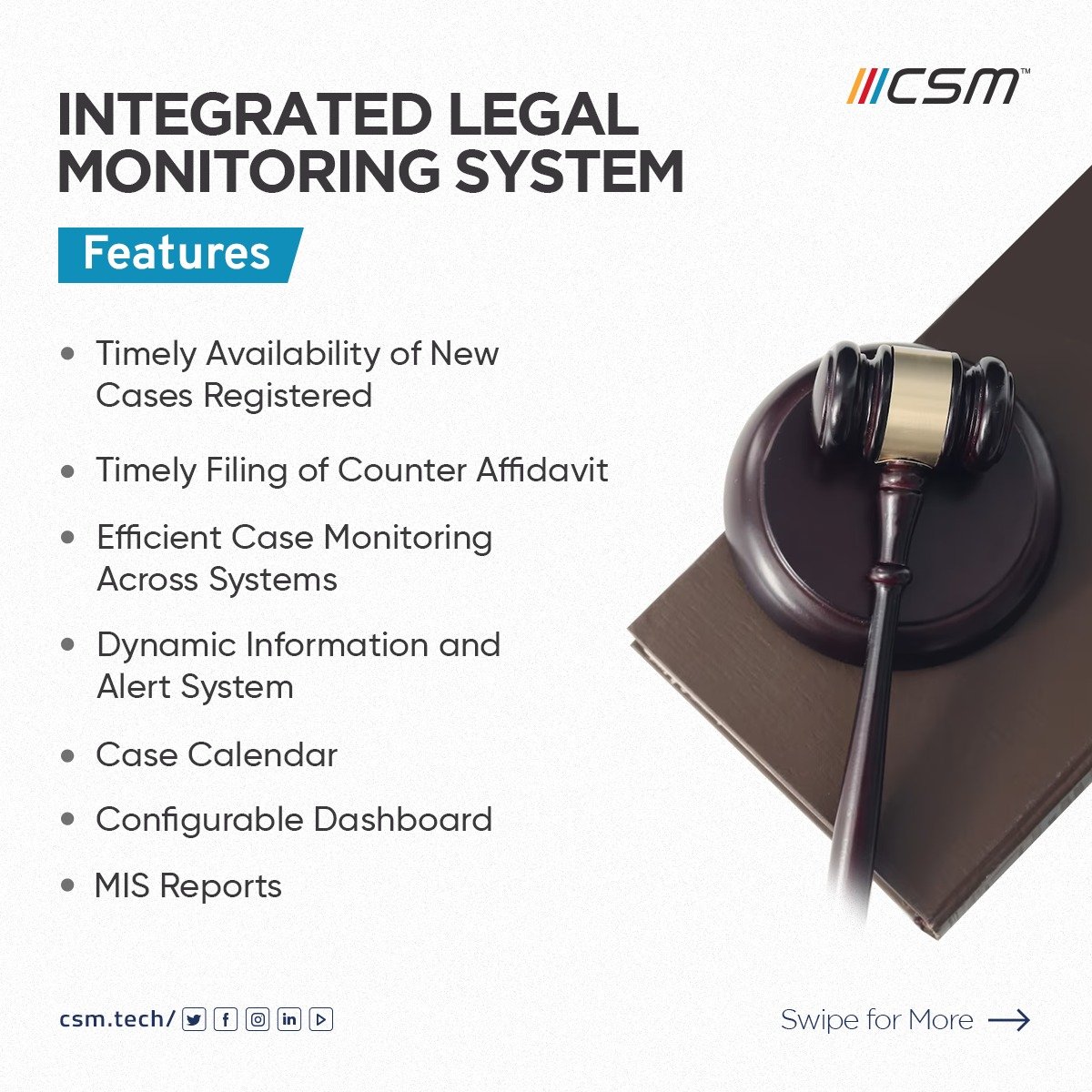 CSMTechnologies's tweet photo. โณ Pendency in litigation is a major deterrent to the vital functioning of a government. Almost 46% of cases have government as a litigant.
๐จ๐ปโ๐ปTech can help solve the maze.
๐๐ป Learn more here: https://t.co/r3Fc6TfTaj
#CSMPlatforms #LegalMonitoring #Legal #Analytics #GovTech https://t.co/PcJB8o2hVz