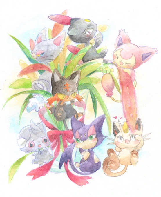 ポケモンで猫の日描けなかったから過去絵を… 