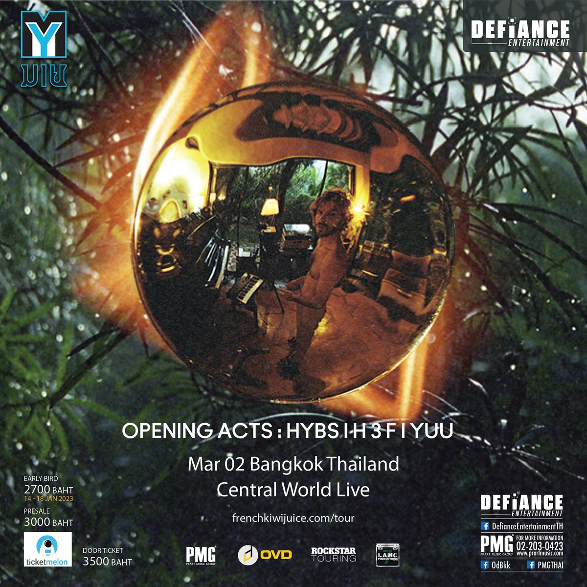 pmgthai's tweet photo. Defiance Entertainment x OVD
Present: FKJ Asia Tour 2023: Live in Bangkok
พร้อมกับ Opening Acts @hybsband , @official_h3f และ YUU

ซื้อบัตรได้ที่
https://t.co/CfSnZkg5ja
Pre-Sale : 3,000 บาท
At Door : 3,500 บาท

#fkjliveinbangkok #defiancentertainment
#FKJ #OD #OVD #h3f  #HYBS https://t.co/vAo5sghek5