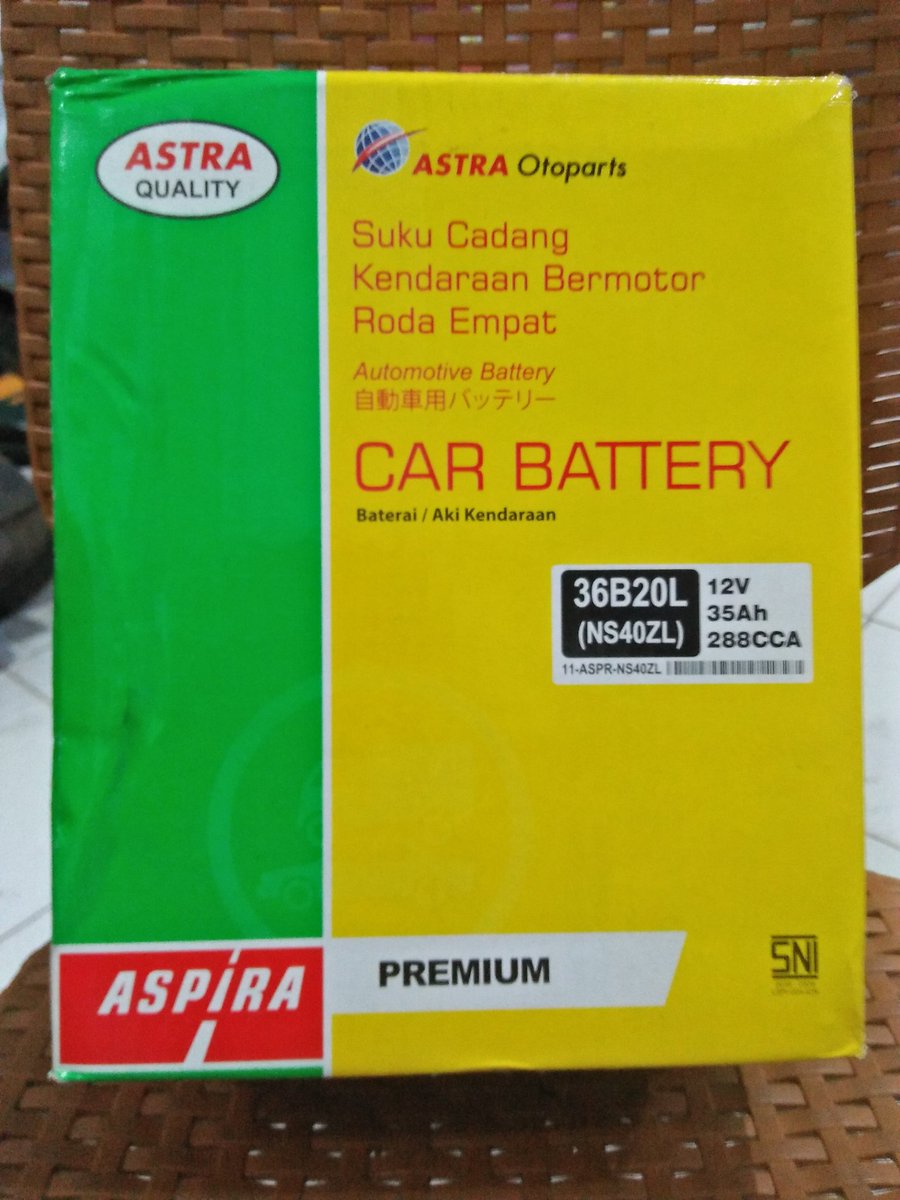 Aspira Astra
36B20L (NS40ZL) 
12 Volt
35Ah
288CCA

For Honda Mobilio
Replaced at 22022023