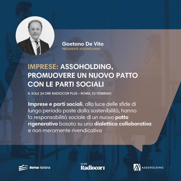 “Una Governance rigenerativa e sostenibile deve prevedere modalità efficaci per il coinvolgimento dei lavoratori nei processi decisionali dell’impresa"

La parole di Gaetano De Vito, presidente Assoholding, all'agenzia Radiocor Il Sole 24 Ore.

#pubblicaffairs #governance