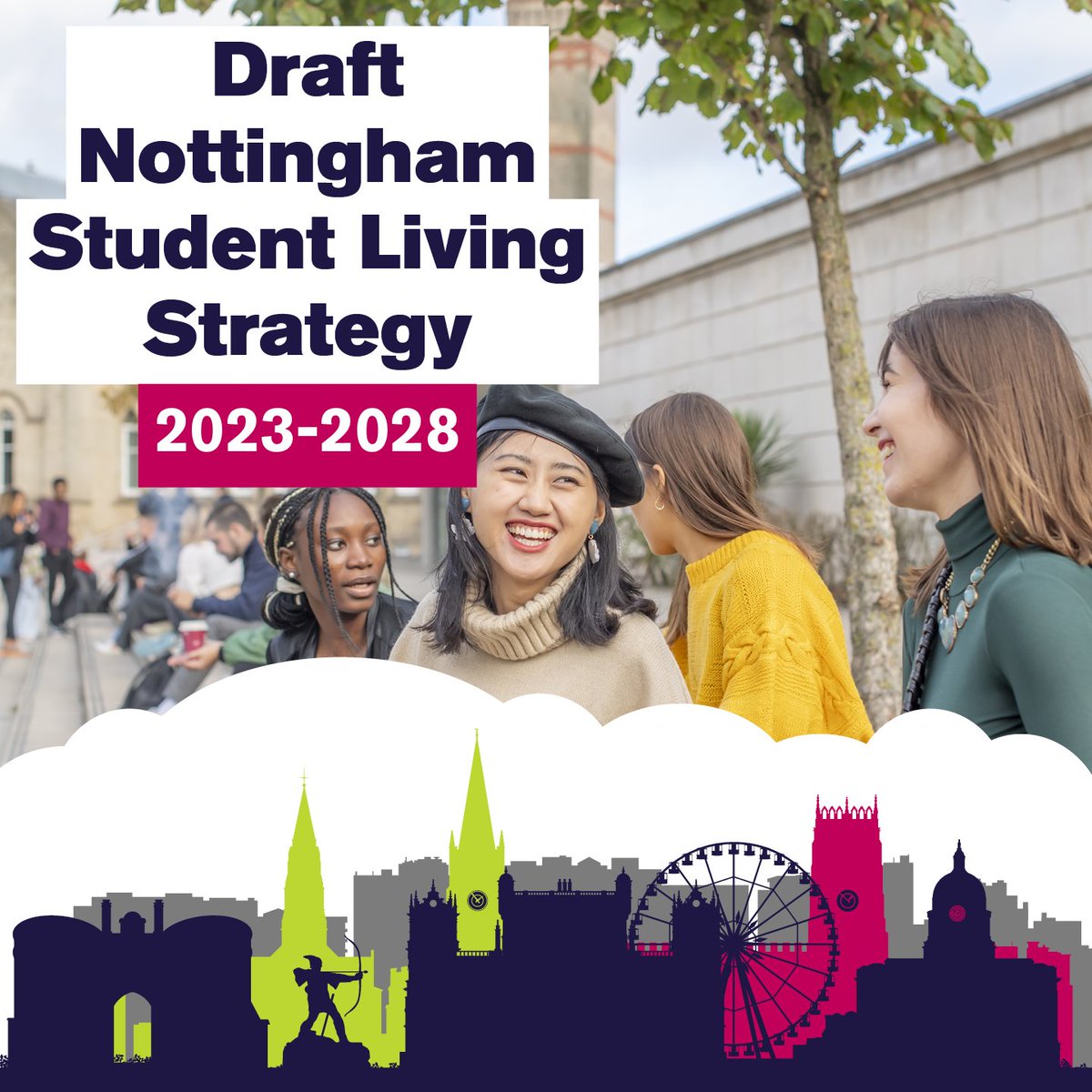 Have your say on our Student Living Strategy
We're working with <a href="/TrentUni/">Nottingham Trent University</a> &amp; <a href="/UniofNottingham/">Uni of Nottingham #WeAreUoN</a> to make sure:
✅There's enough quality student accommodation available
✅Impacts on communities are minimal
✅Students become valued community members 
Read more - nottinghamcity.gov.uk/nottinghamstud…