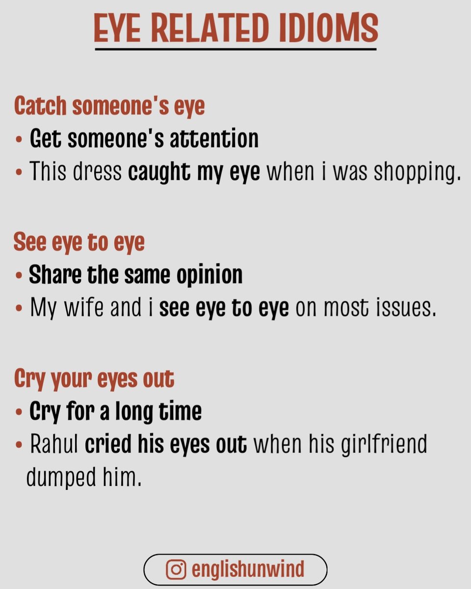Eyes idioms. #idiomoftheweek #idiomoftheday #idioms #idiom #EnglishLanguage #EnglishDaily