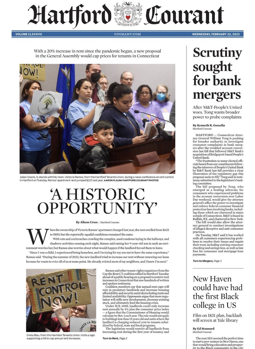 cttenantsunion's tweet photo. Enduring an unprecedented internet outage &amp; 5-hour delay, #CapTheRentCT turned out hundreds of speakers over 20hrs of public hearing at the Capitol. 

Tenants, organized labor, teachers, faith leaders, academics, &amp; more spoke to support a rent cap &amp; ending no cause evictions. https://t.co/nLpwPJfNVp