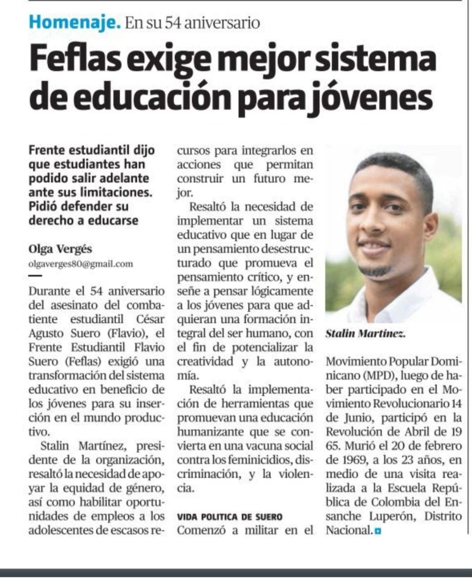 FeflasUASD's tweet photo. Gracias al @PeriodicoHoy y a la periodista Olga Vergés, por la reseña.

 #PeriódicoHOY #HOYDigital #ElHOY #UASD #FEFLAS6 https://t.co/dv3U1fn8ch