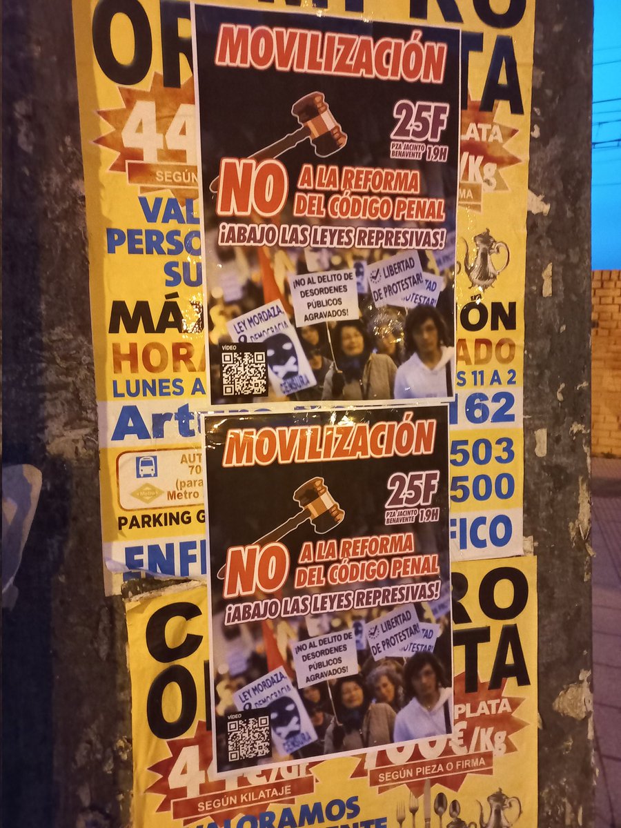 cgtzonasur's tweet photo. MANIFESTACIÓN | En #MadridSur convocatoria por todas partes
Contra la Criminalización de la Protesta #PrisionPorProtestar
🗓 25F
🕖 19h.
📌 Plz. Jacinto Benavente #Madrid
No a la reforma del #CódigoPenal
¡Abajo las leyes represivas!
📹 Vídeo 👇
https://t.co/ZOF7QkMDWa https://t.co/AfEwdhHzfi