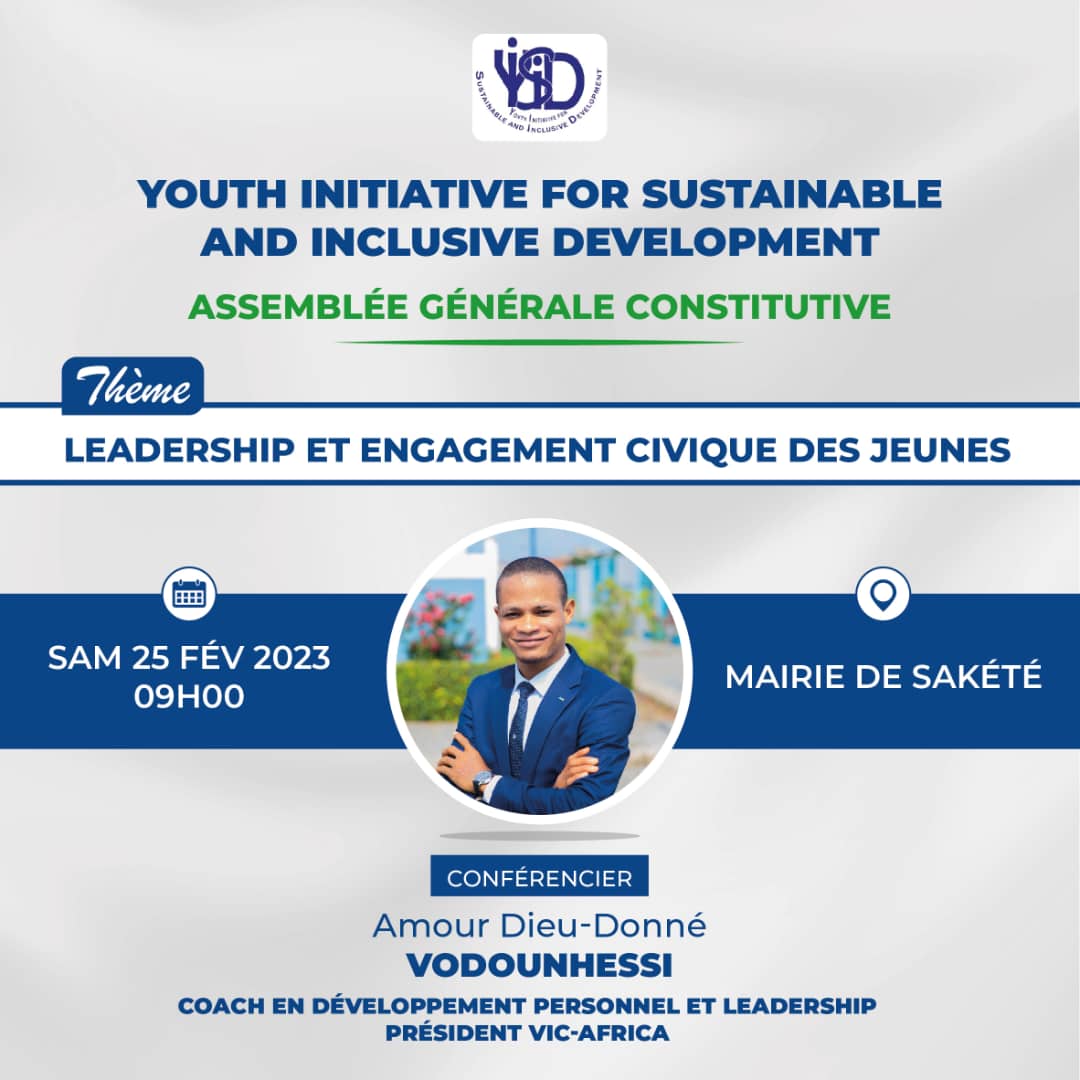 🔊𝗖𝗢𝗡𝗙𝗘́𝗥𝗘𝗡𝗖𝗘 𝗬𝗜𝗦𝗜𝗗
Dans le cadre de l'𝗔𝘀𝘀𝗲𝗺𝗯𝗹𝗲́𝗲 𝗚𝗲́𝗻𝗲́𝗿𝗮𝗹𝗲 𝗖𝗼𝗻𝘀𝘁𝗶𝘁𝘂𝘁𝗶𝘃𝗲 𝗱𝗲 𝗬𝗜𝗦𝗜𝗗, nous organisons une Conférence sur le thème : 𝗟𝗲𝗮𝗱𝗲𝗿𝘀𝗵𝗶𝗽 𝗲𝘁 𝗘𝗻𝗴𝗮𝗴𝗲𝗺𝗲𝗻𝘁 𝗖𝗶𝘃𝗶𝗾𝘂𝗲 𝗱𝗲𝘀 𝗝𝗲𝘂𝗻𝗲𝘀... ⤵️