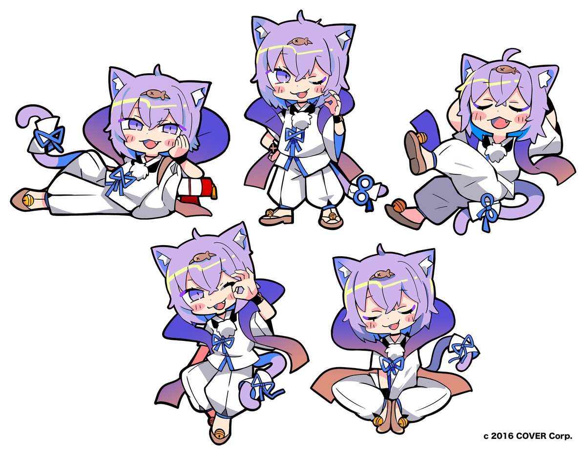 animal ears cat ears tail cat tail purple hair purple eyes one eye closed  illustration images