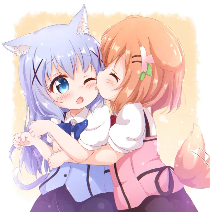 猫の日にわんにゃんするココチノ#gochiusa #猫の日 