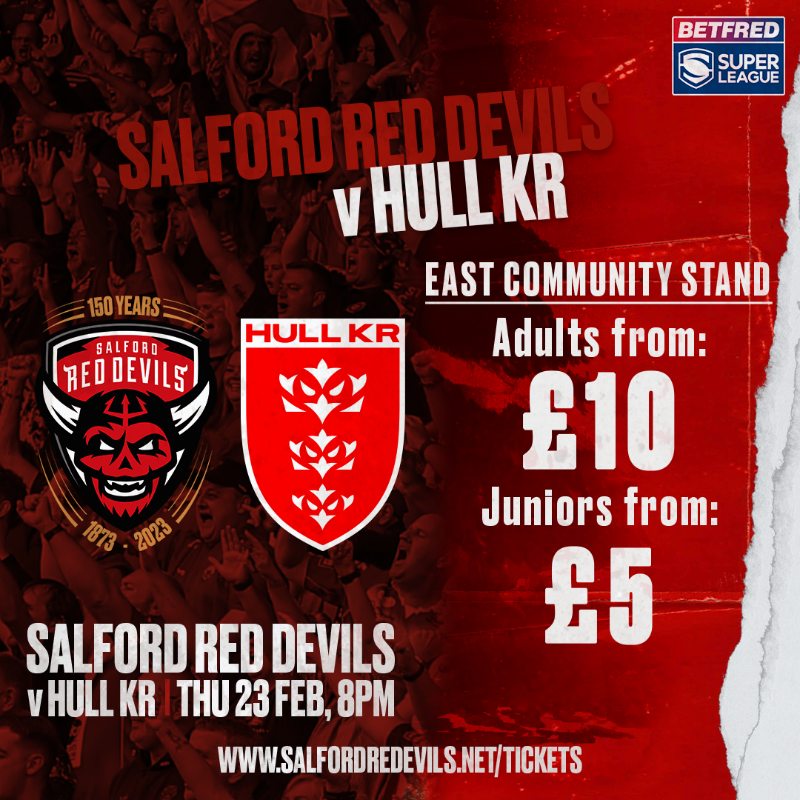 SalfordDevils's tweet photo. 𝗥𝗘𝗧𝗪𝗘𝗘𝗧 to win two 1873 tickets for tomorrow's game against Hull KR!

Winner to be chosen at 12pm tomorrow...

💪 #TogetherStronger | 🔴👹