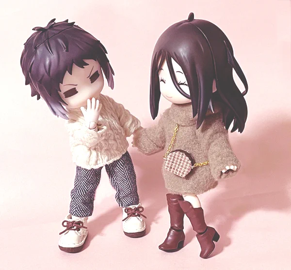 女の子のちょっと大人っぽい私服が欲しくてお迎え!ひぐちゃんと銀ちゃん買い物デートのイメージ兄さんはちょっと丈が短いんじゃないかと心配みたい(実は将来作る予定のにょたさく用服というのはクラスの皆には秘密だよ)#にぼしさんちのねんどたがわくん#にしきのドール 