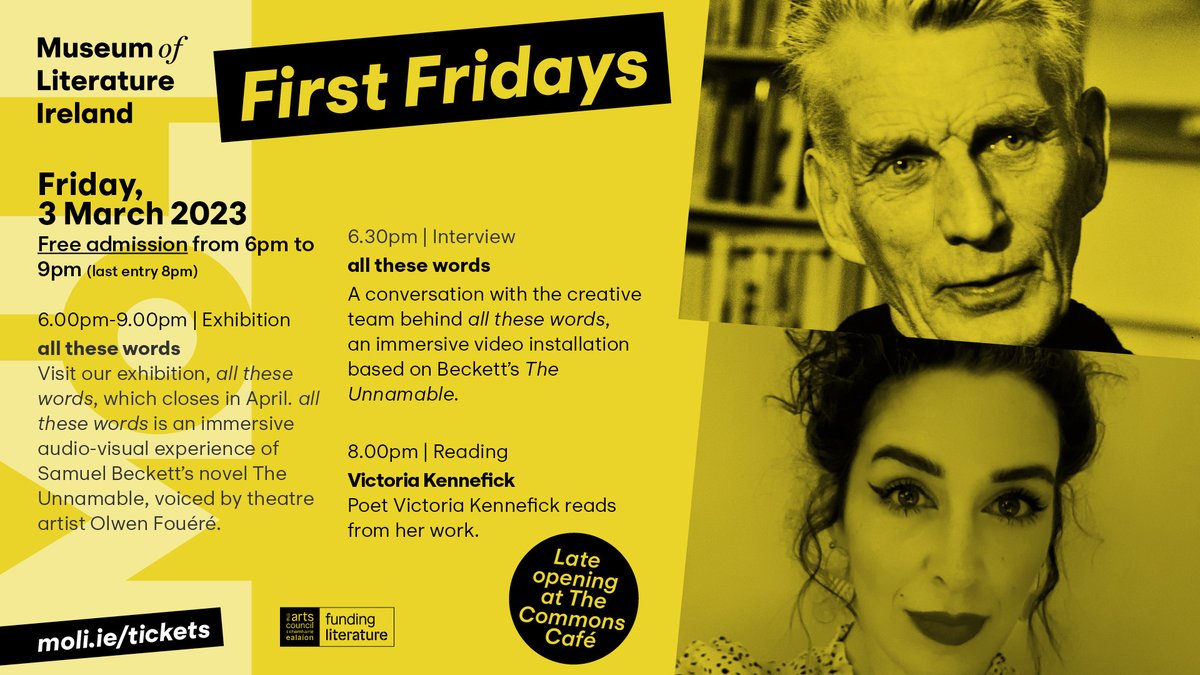 Join us this Friday, 3 March, from 6pm for First Fridays! The museum will be open late, until 9pm, with free admission and a range of programmed events. 
<a href="/TheCommonsMoLI/">The Commons at MoLI</a> is also open late! Book your ticket now at moli.ie/firstfridays <a href="/VKennefick/">Dr Victoria Kennefick (She/Her)🍉</a>