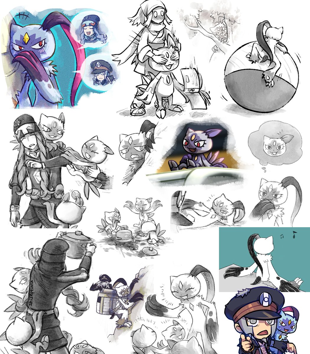 here take this compilation of every #sneasler & #sneasel fanarts I've ever drawn so far.
...happy cat day?
(I gradually got better at drawing them, I think)