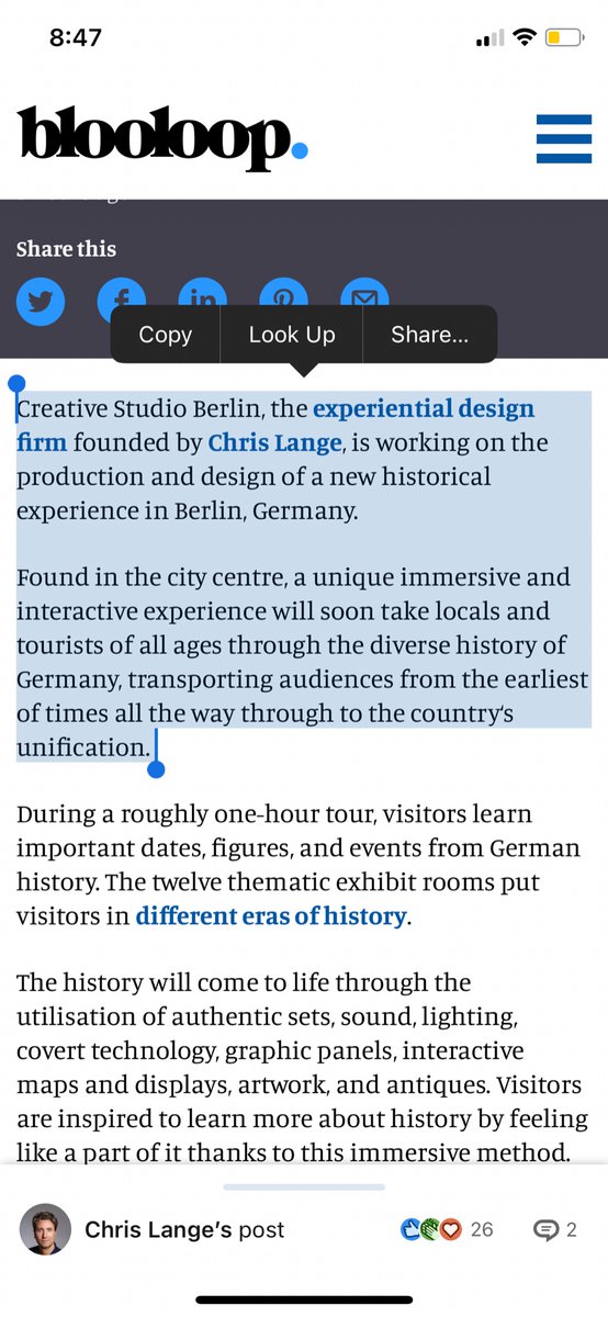MLMcCoyEXP's tweet photo. A unique immersive and interactive experience will soon take locals and tourists of all ages through the diverse history of Germany, transporting audiences from earliest times through the country‘s unification ( wondering how they will handle WW2 #Blooloop https://t.co/jrB0Owqpqp