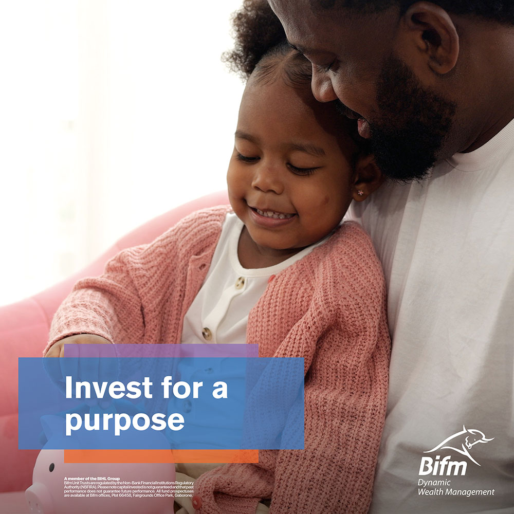 Little things done now, will make a difference in future. 
Start today, invest as little as P200.00 per month on any of our Bifm Kids Funds and set up the best lives for your little ones.
Contact us on:
Gaborone Office: +267 399 2199
Francistown Office: +267 241 3041