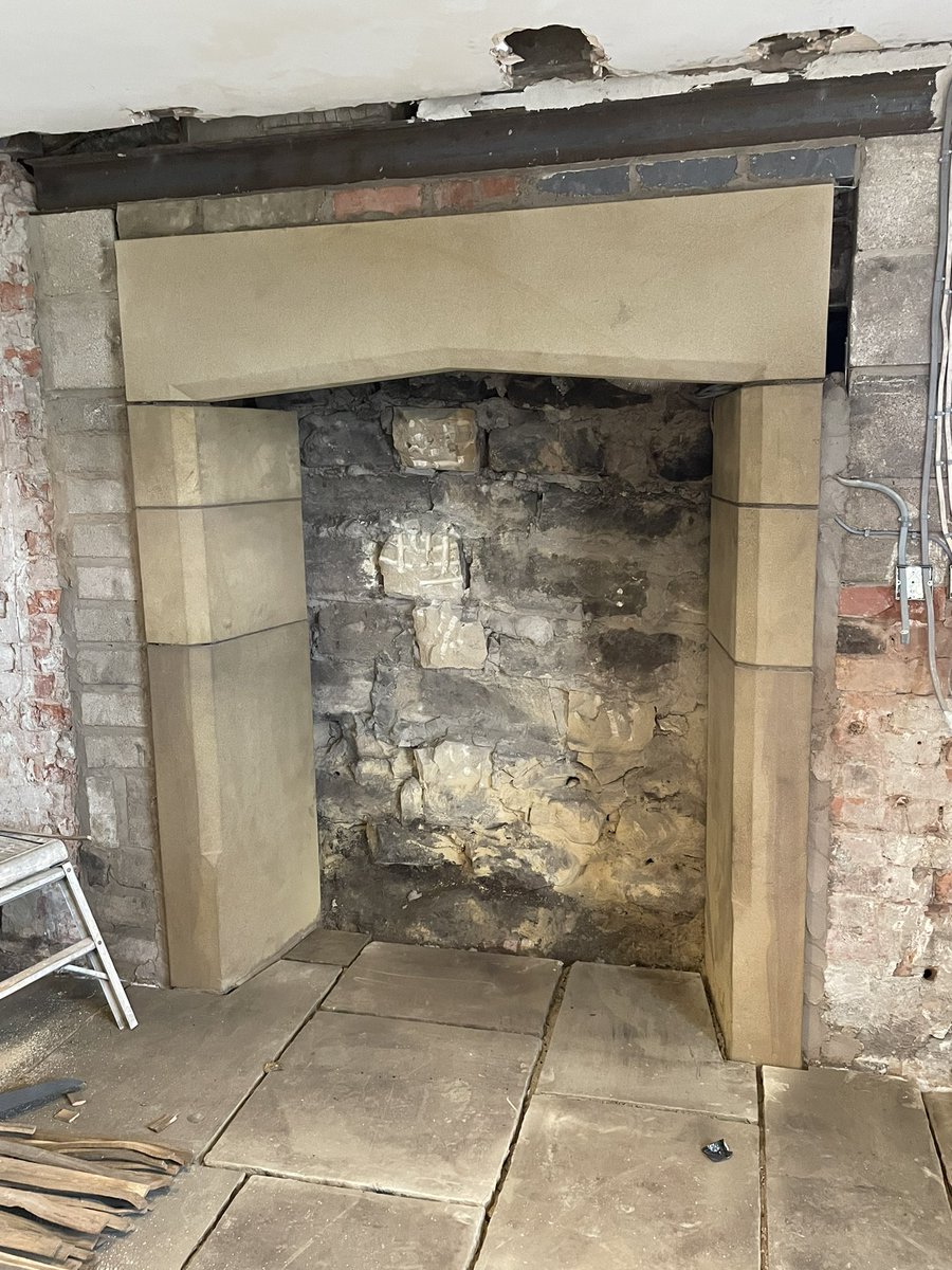 New fireplace installed at our current project in Matlock😁👍 #stone #stantonmoor #stonemasonry #lime #Derbyshire
