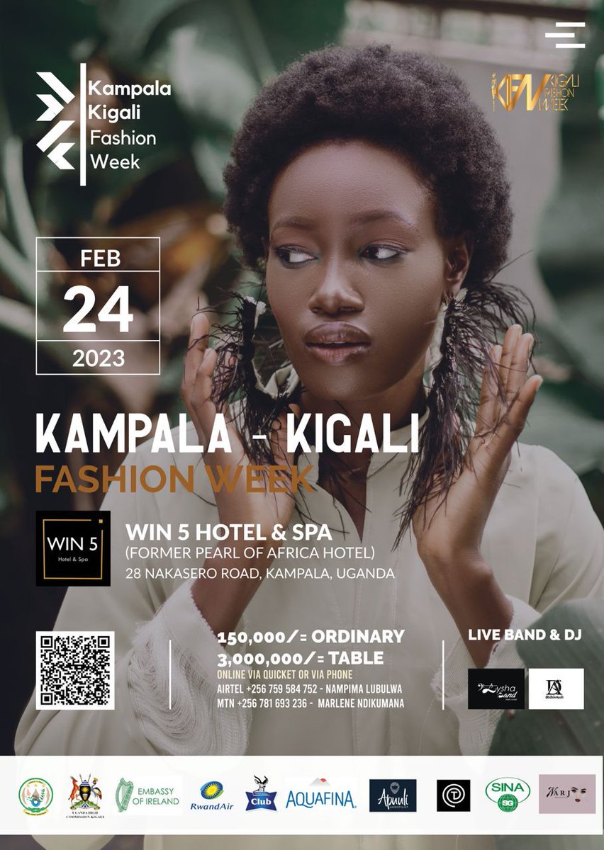 Few days to Kampala Kigali Fashion Week and you can purchase your tickets via quicket.co.ug/events/199742-… or contact +256 759 584 752/ +256 781 693 236

Come through for the different fashions and live band.

#KKFW2023