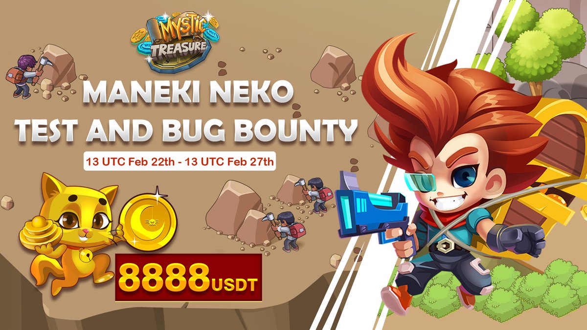 🐞 TEST &amp; BUG BOUNTY REWARDS UP TO 8888 USDT🐞

We chose to release the WEBSITE and ANDROID versions of the test so that you could do so at your convenience and earn a ton of fantastic bonuses!

💰 REWARDS: $8888 (including Golden Cat 9999 &amp; USDT)