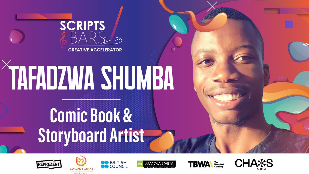 scriptsandbars's tweet image. 1: Ryan Synth has a reputation for being able to please a diverse crowd. 
2: T. S. ZOMBiE is a manga/comic artist, storyboard artist and character designer from Bulawayo.
3: Peggie Shangwa is a creative entrepreneur and spoken word artist. 
#ScriptsandBars #CreativeAccelerator