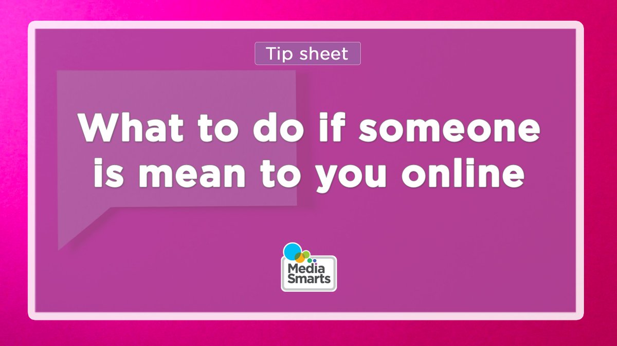 Share these tips with kids to help them feel empowered to know what to do if someone is mean to them online: mediasmarts.ca/teacher-resour…