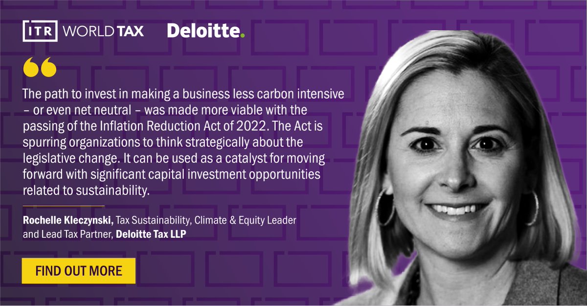 Women in Tax Leaders Interviews

Interview with Rochelle Kleczynski, Tax Sustainability, Climate &amp; Equity Leader and Lead Tax Partner, @DeloitteTax LLP spr.ly/60173sBuh