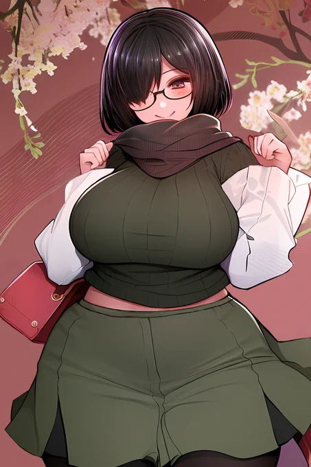 AIに自分の絵を学習させてから出力して貰った絵 #オリジナル #片目隠れ #眼鏡  