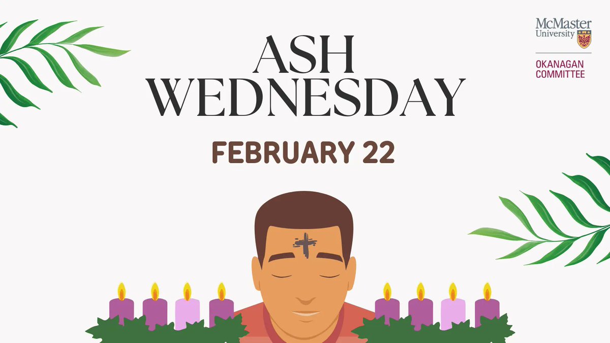 Today is Ash Wednesday, otherwise known as the first day of the 40 days of Lent. To those who celebrate, we wish you and your loved ones a peaceful celebration 💜

#AshWednesday #Lent #Lent2023 #McMasterU #OkanaganCharter