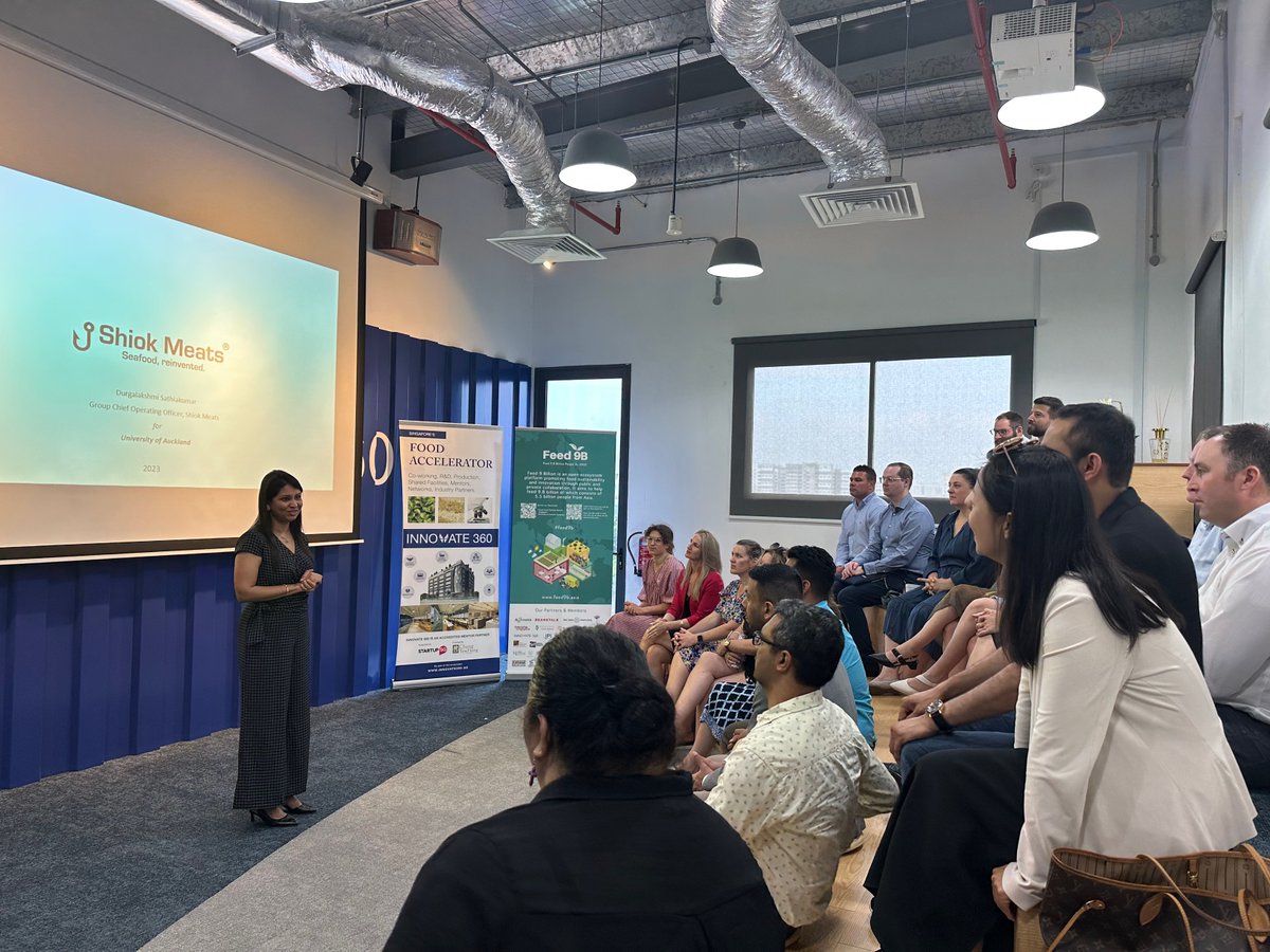 shiokmeats's tweet photo. Our first group of visitors for 2023 - students from INSEAD, HEC, and the University of Auckland! 🇳🇿

There were interesting conversations about #sustainability and #technology and pleased to know that many of them are excited about #cultivatedmeat!

#shiokmeats #futureoffood https://t.co/zaApWErJpW
