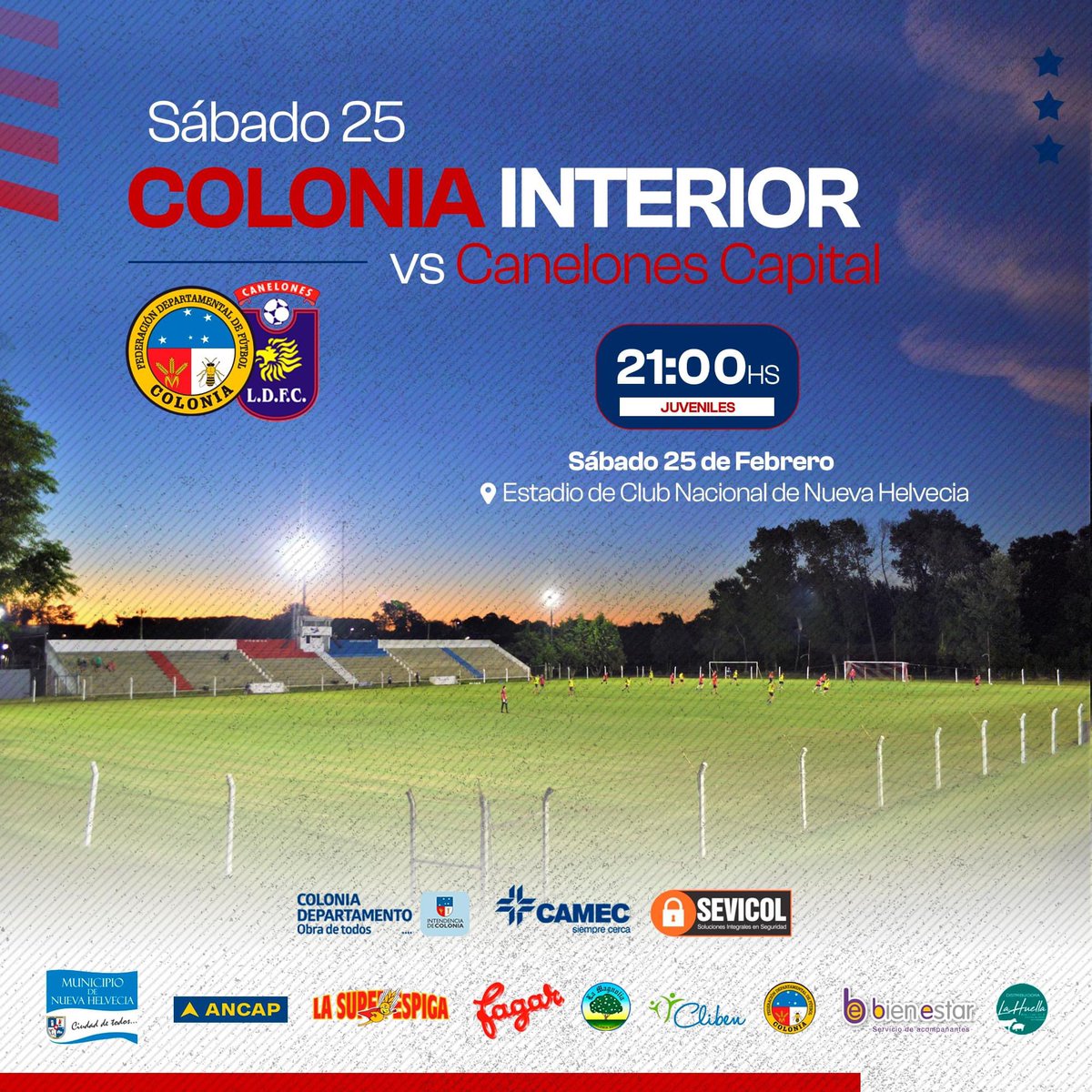Este sábado la Rojita disputa la segunda final del Sur 🔴🔵

Colonia Interior vs Canelones Capital!

📆 Sábado 25/02 - 21:00hs
📍 Estadio de Club Nacional de Nueva Helvecia. 

La ida fue 1-0 para Canelones. Arrimate a alentar a los pibes 🤜🏼🤛🏼