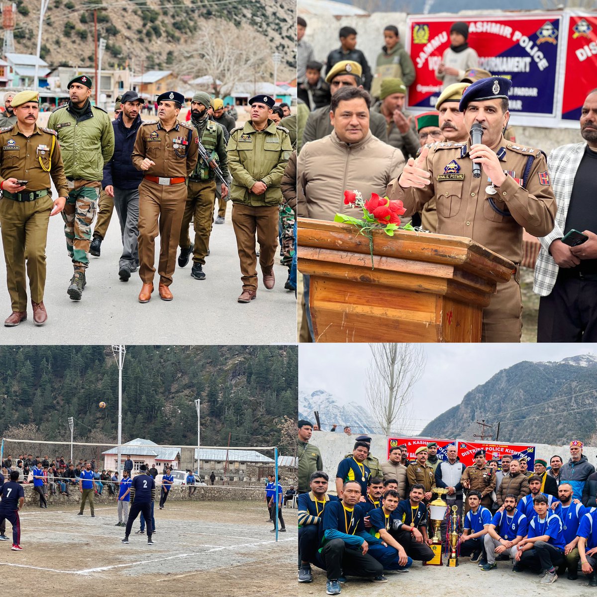 SSPKishtwar's tweet photo. *SSP Kishtwar Sh. Khalil Poswal-JKPS visited Padder and witnessed the closing Ceremony of Volleyball Tournament organized By Kishtwar Police In the Memory of Martyr Ct. Rishi Kumar*
#Civic Action Programme
#ForMoreDetailsClick👇👇👇
https://t.co/BgPzPCEP7m https://t.co/B5gWBKKzpE