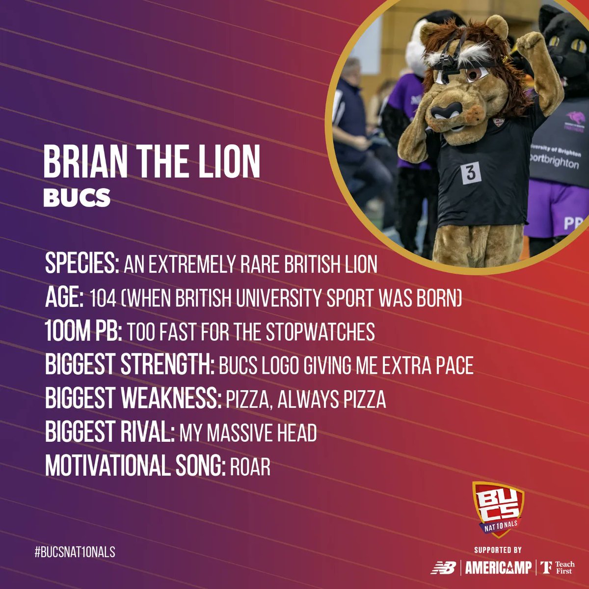 This is me 🦁

I've been listening to Katy Perry's Roar on repeat, and I'm ready to race! #BUCSNat10nals