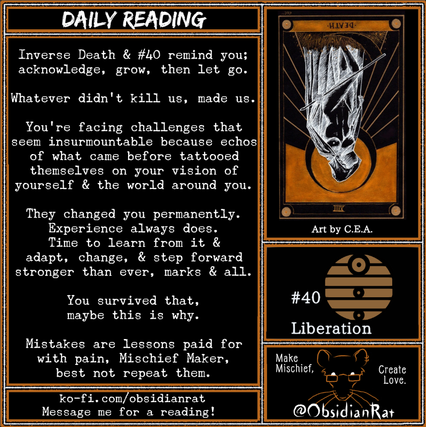 ObsidianRat's tweet photo. #tarot #dailytarot #TalkingRat #Iching #ObsidianRat
Edit: Card art by Catelyn Allard https://t.co/J3lu3Gm9ai