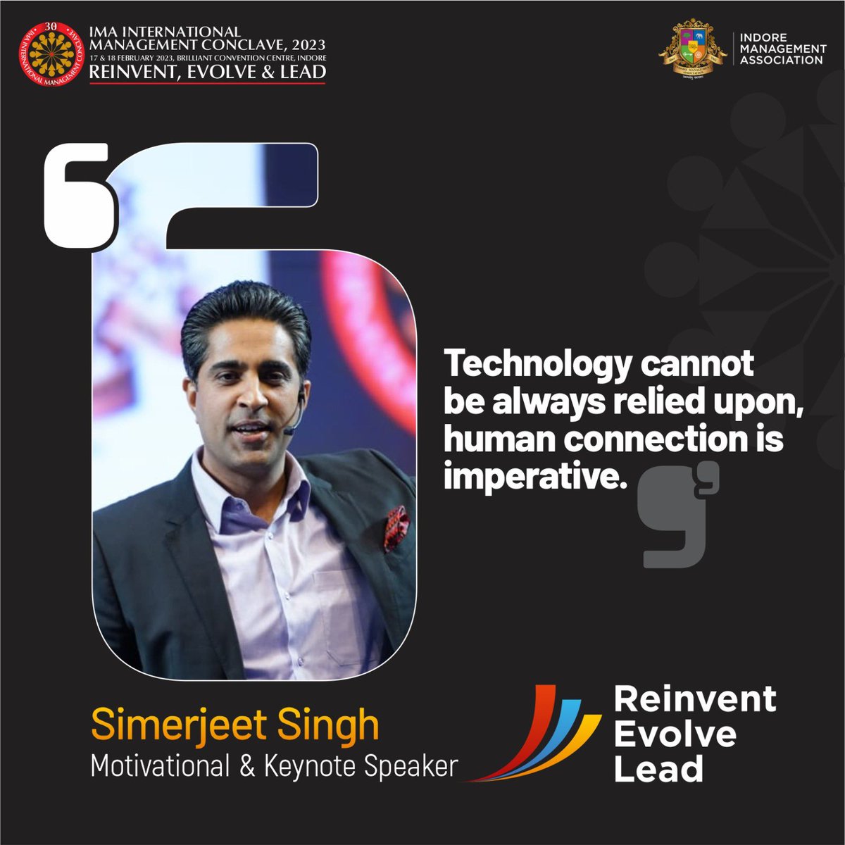IMAIndore's tweet photo. Thank you @SimerjeetSingh for your powerful insights and enlightening words. It was a pleasure having you at the 30th IMA International Management Conclave.
#imaindore #imaconclave #titansoftheindustry #management #manager #business #leadership #marketing #disruptioncoach https://t.co/exLHpvNViC